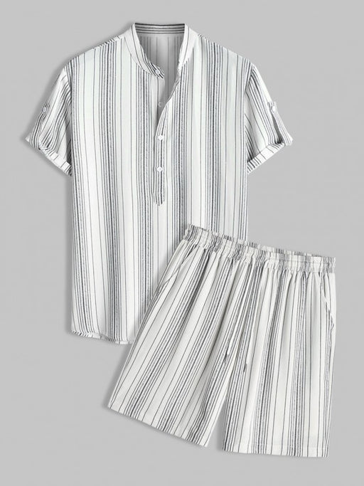 Vertical Stripe Casual Shirt And Shorts - Grafton Collection