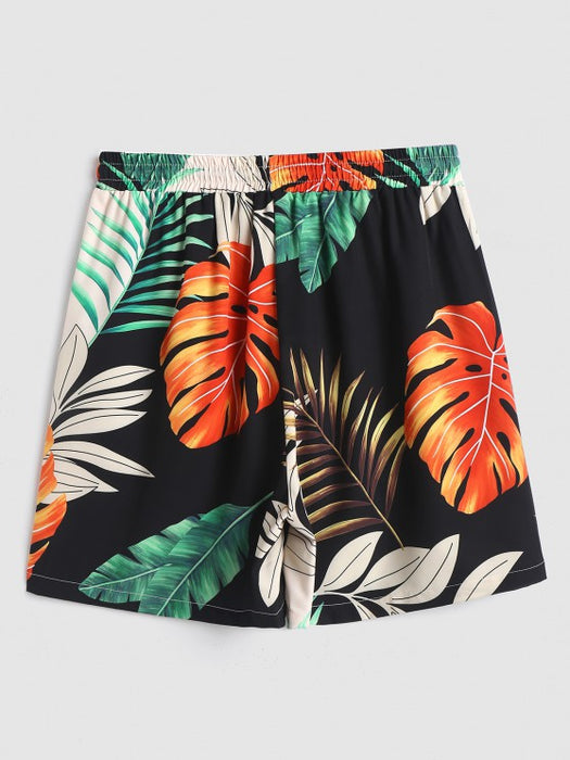 Palm Leaves Printed Shirt And Shorts - Grafton Collection