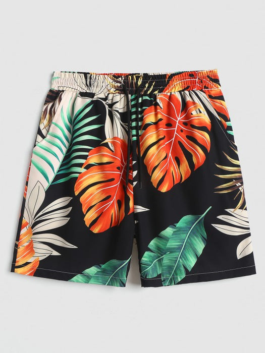 Palm Leaves Printed Shirt And Shorts
