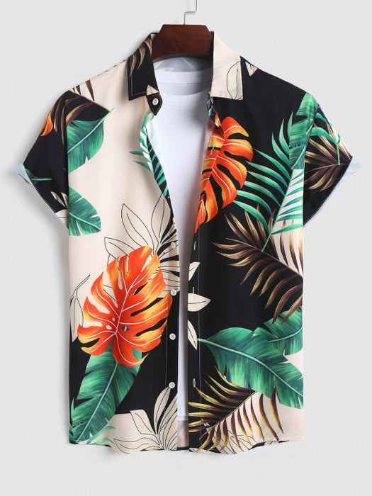 Palm Leaves Printed Shirt And Shorts - Grafton Collection