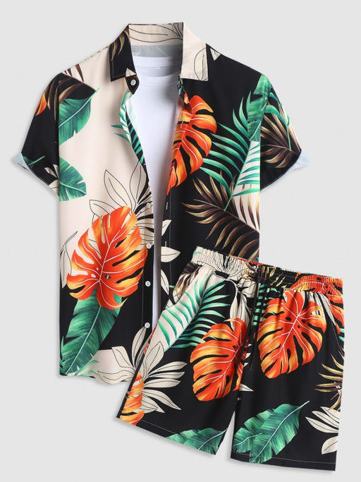 Palm Leaves Printed Shirt And Shorts - Grafton Collection