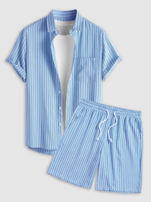 Casual Striped Shirt And Shorts Set - Grafton Collection