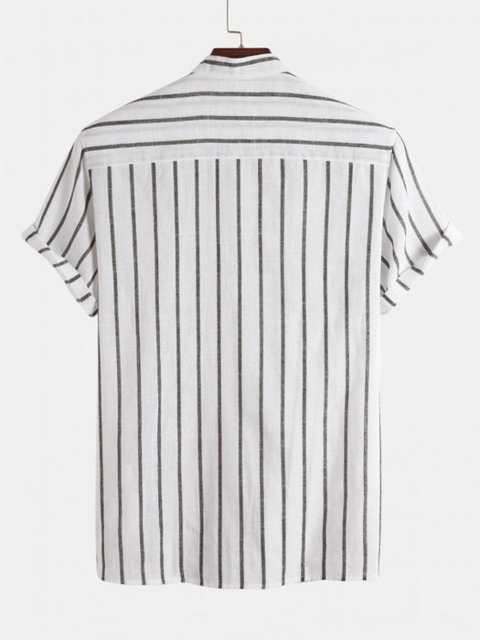 Vertical Striped Pullover Shirt And Shorts Set - Grafton Collection