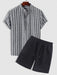 Vertical Striped Pullover Shirt And Shorts Set - Grafton Collection