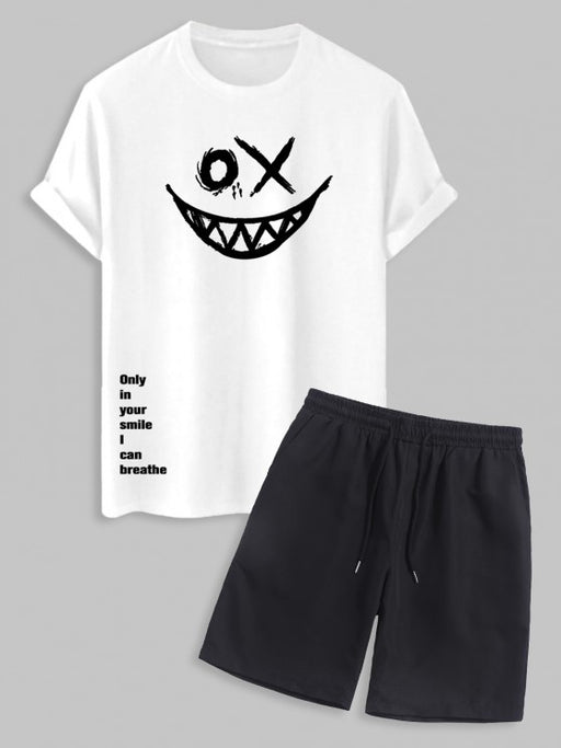 Smiley Printed T-Shirt And Shorts - Grafton Collection