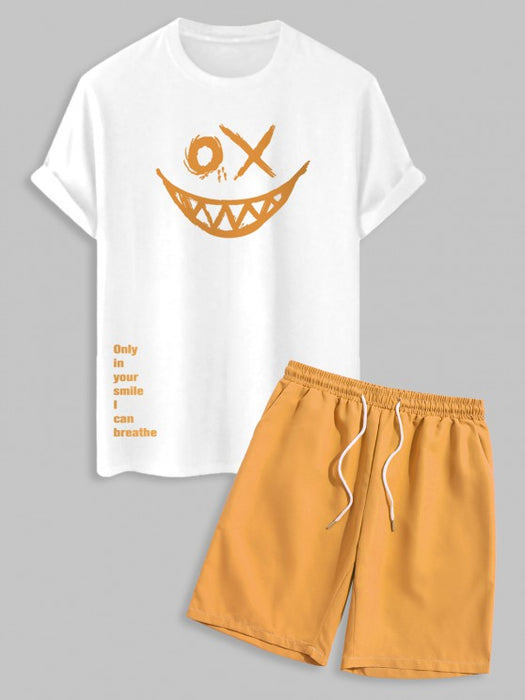 Smiley Printed T-Shirt And Shorts - Grafton Collection