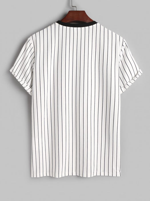 Vertical Striped Pattern T Shirt And Shorts - Grafton Collection