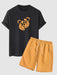 Bear Print T Shirt And Casual Shorts Set - Grafton Collection