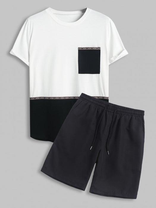 Ethnic Jacquard T Shirt And Casual Shorts Set - Grafton Collection