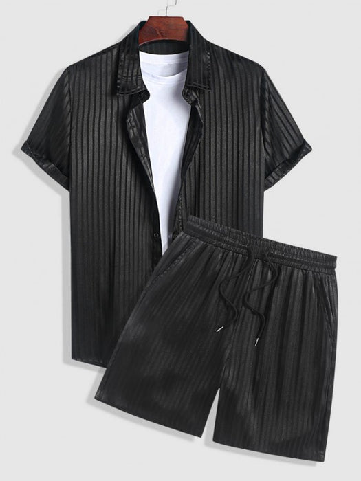 Vertical Striped Shirt And Bermuda Shorts - Grafton Collection