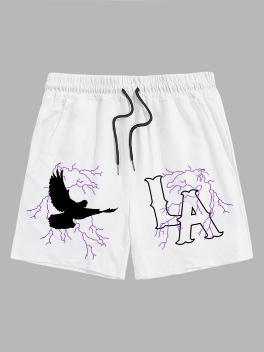 Eagle Pattern T Shirt And LA Shorts Set