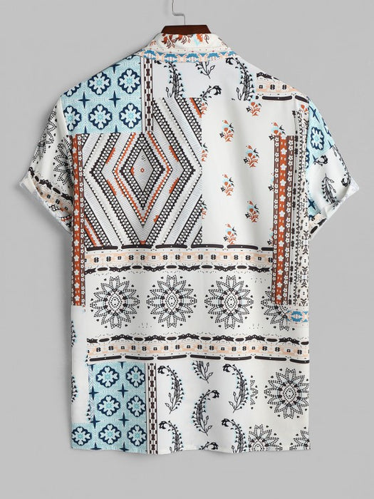 Ethnic Printed Flowers Shirt With Casual Shorts - Grafton Collection