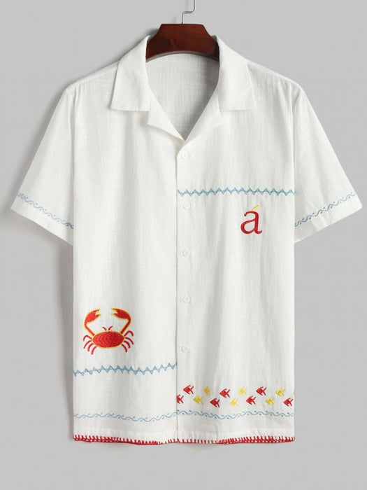 Fish Crab Shirt With Shorts Vacation Two Piece Set