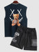 Bear Printed T Shirt And Cargo Shorts - Grafton Collection