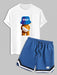 Bear Pattern T Shirt And Sports Shorts Set - Grafton Collection