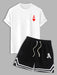 Card A Print T-shirt And Letter Pattern Shorts - Grafton Collection