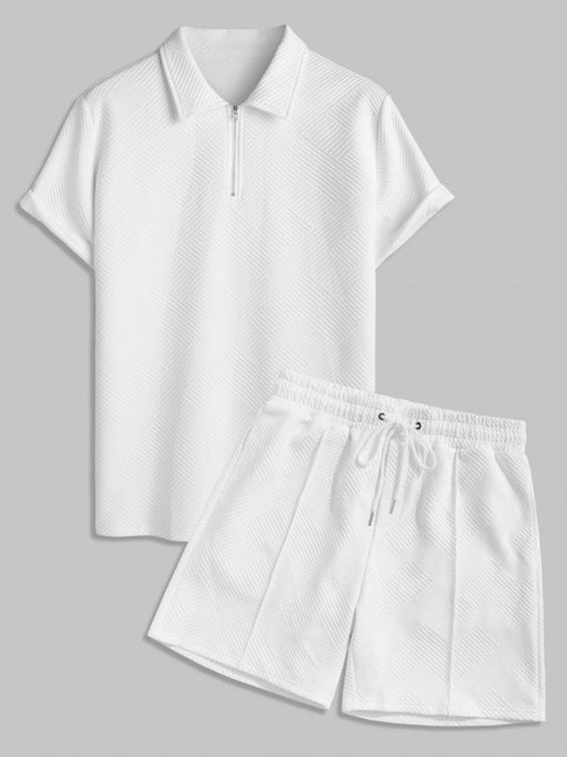Geometric Polo T Shirt And Shorts Sports Set - Grafton Collection
