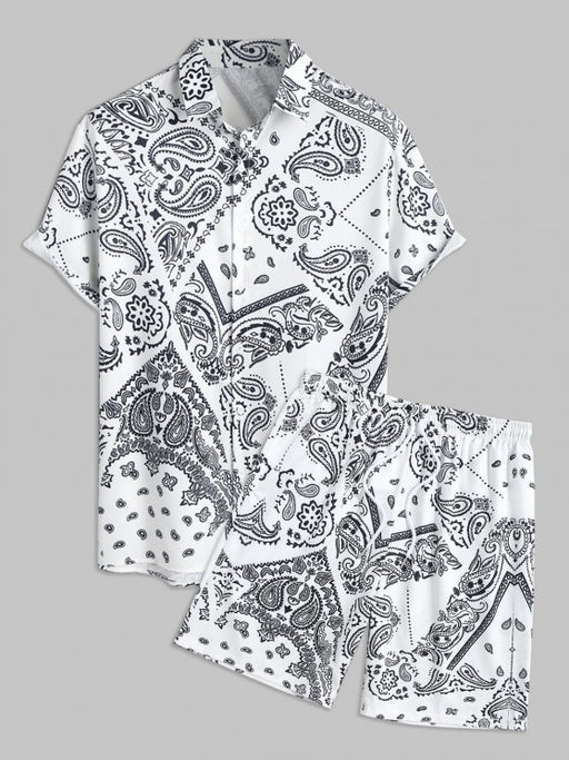 Ethnic Paisley Print Shirt And Bermuda Shorts Set - Grafton Collection