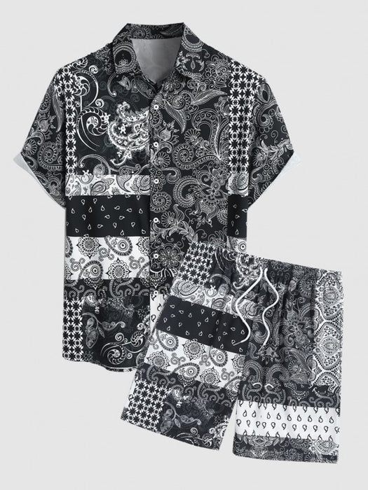 Floral Patchwork Printed Shirt With Shorts