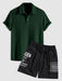 Plain Textured Collar T Shirt And Cargo Shorts - Grafton Collection