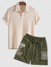 Plain Textured Collar T Shirt And Cargo Shorts - Grafton Collection