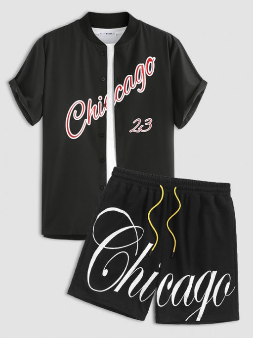 Chicago Graphic Baseball Shirt And Shorts Sports Set - Grafton Collection