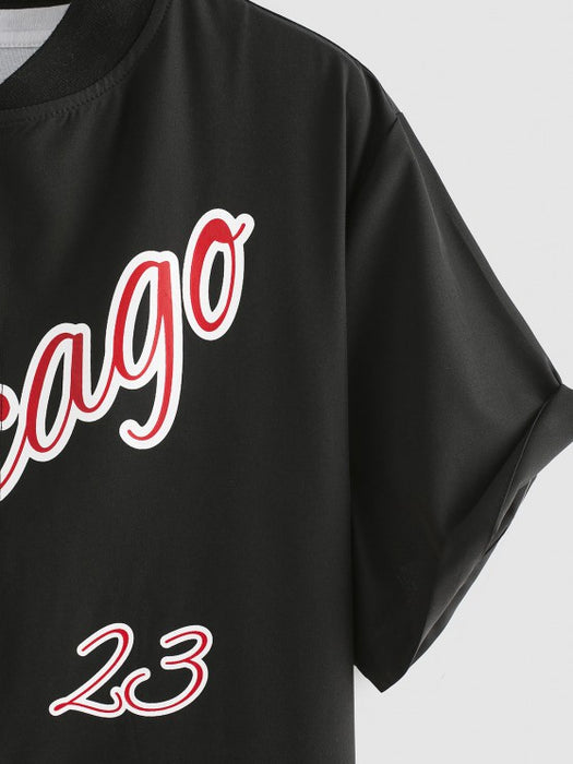 Chicago Graphic Baseball Shirt And Shorts Sports Set - Grafton Collection