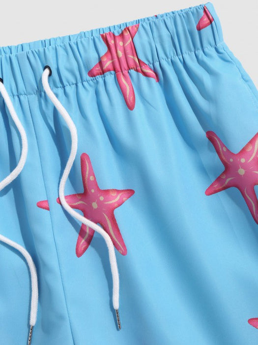 Drippy Smiley Tee And Starfish Board Shorts