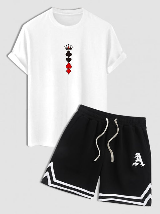 Playing Card Crown Print T-Shirt And Shorts Set - Grafton Collection