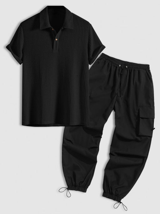 Plain Collar T Shirt And Cargo Pants - Grafton Collection