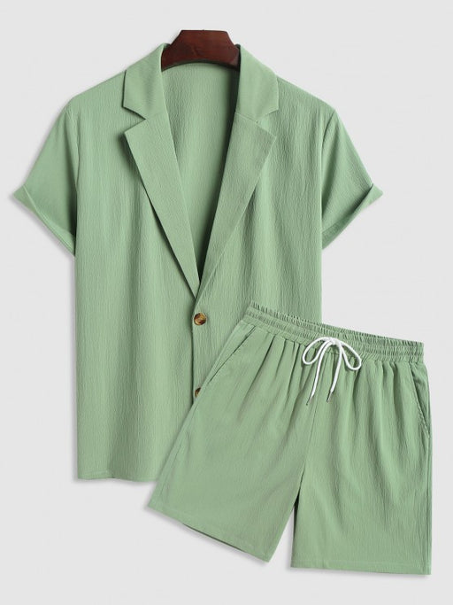 Plain Short Sleeves Suit Shirt And Shorts - Grafton Collection