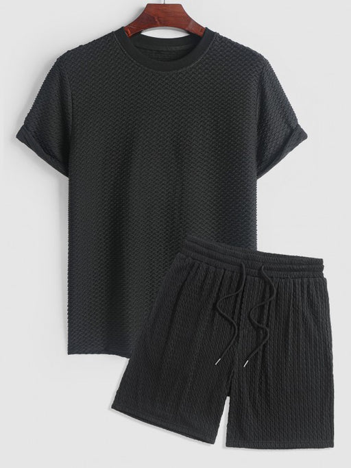 Textured Short Sleeves T Shirt And Shorts - Grafton Collection