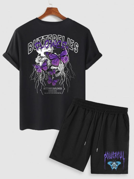 Butterfly Printed T-Shirt And Shorts