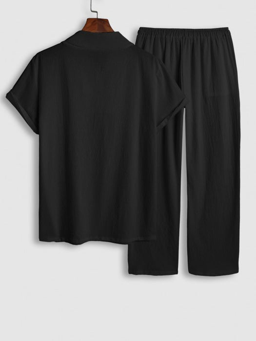 Casual V Neck Short Sleeves Top And Pant - Grafton Collection