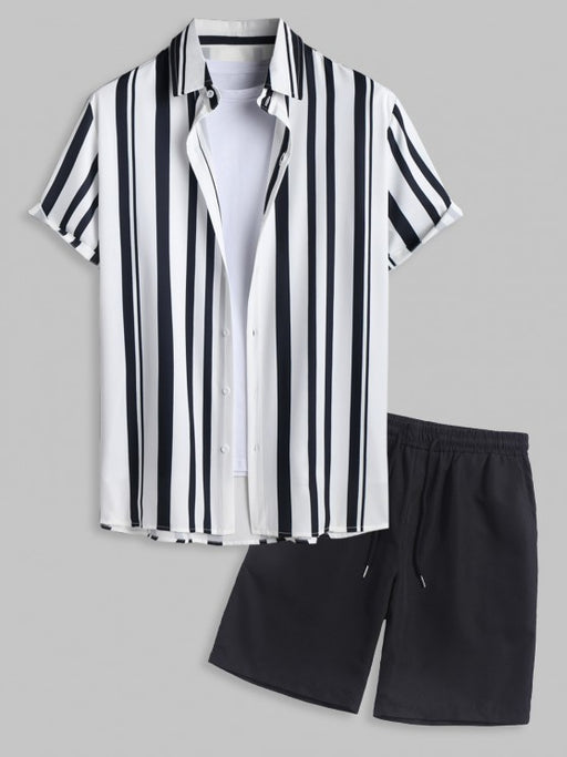 Two Tone Shirt And Basic Shorts Set - Grafton Collection