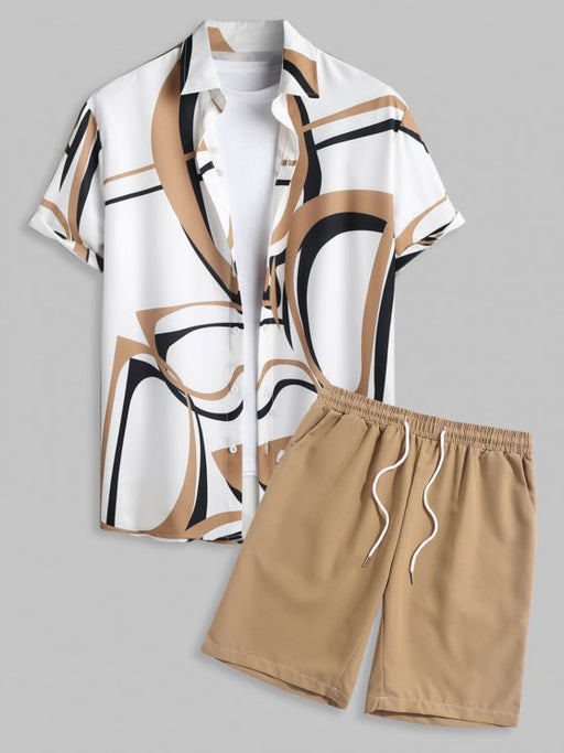 Geometric Print Shirt And Basic Shorts Set - Grafton Collection
