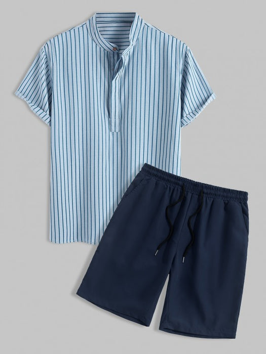 Vertical Striped Shirt And Shorts