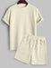 Geometric Textured Short Sleeves T Shirt And Shorts Set - Grafton Collection
