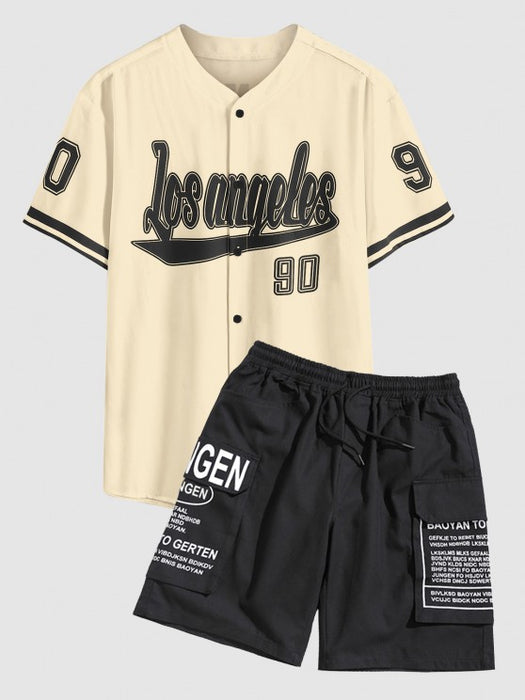 Los Angeles Letter T Shirt And Cargo Shorts