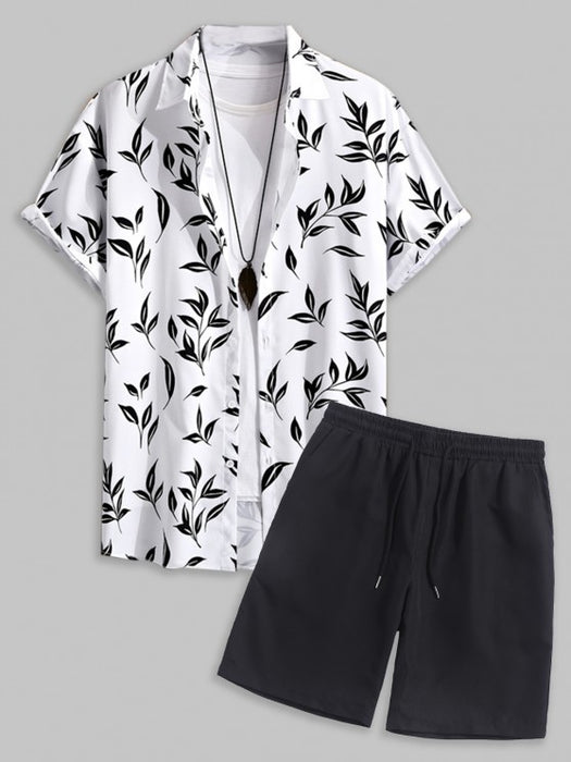 Leaf Printed Shirt And Shorts - Grafton Collection