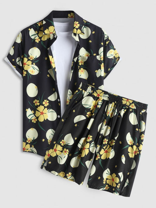 Floral Print Shirt and Beach Shorts Set. - Grafton Collection