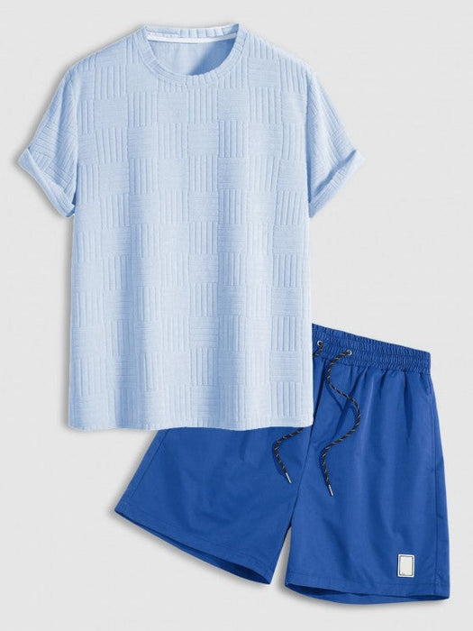 Jacquard Cloth T Shirt And Drawstring Shorts Set