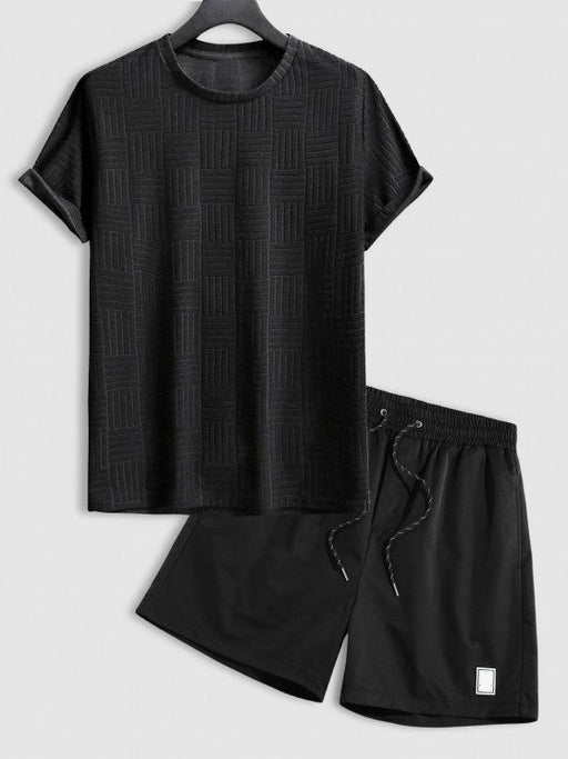 Jacquard Cloth T Shirt And Drawstring Shorts Set - Grafton Collection