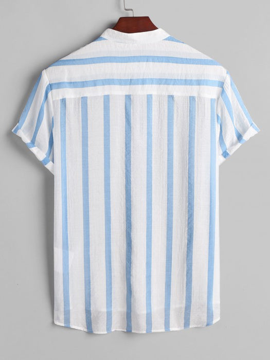 Striped Button Collar Shirt And Shorts - Grafton Collection