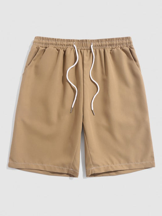 Spliced Polo T Shirt And Bermuda Shorts Set