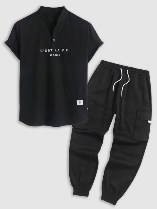 Embroidered Shirt And Jogger Set - Grafton Collection
