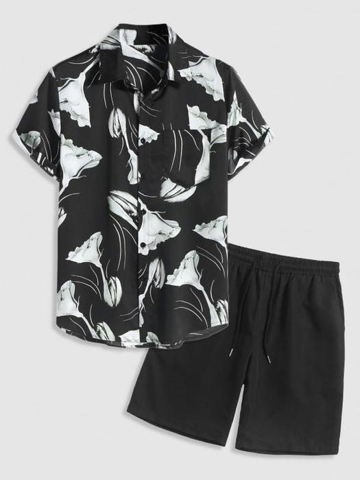 Floral Silky Vacation Shirt And Bermuda Shorts Set
