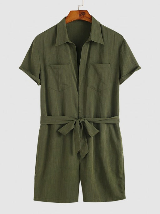 Solid Color Zip Up Turndown Rompers - Grafton Collection