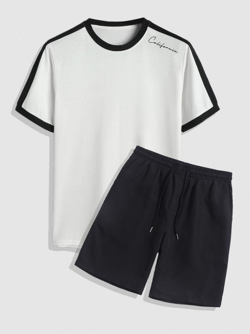 Letter Short Sleeves T Shirt And Shorts - Grafton Collection