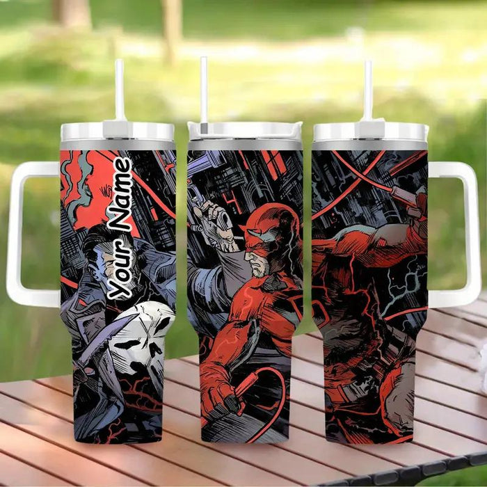 Marvel Punisher Character Themed Tumbler With Straw